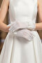 Ruffle Detailed Sheer Bridal Gloves - Ribbed Tulle Fabric Stylish Wedding Accessory - 4