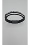 Faux Leather Silver Color Beaded Stone Magnetic Snap Men's Bracelet - 2