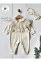 100% Cotton Baby Girl Long Sleeve Transitional Jumpsuit with Headband - 2