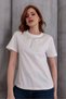 Women's White T-Shirt Women's Stone-Beaded Blouse - 8
