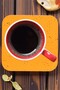 4Pcs Orange Color Sand Pattern Wooden Turkish Coffee Cup Tea Mug Home Office Coaster Underpad - 2