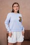 Women's Crew Neck Stripe Detail Embroidered Knitwear Sweater 10519 - 3