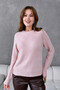 Women's Corded Fabric Crew Neck Lace-Like Knit Sweater 8438Sw - 2