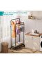 Clothes Rail Clothing Rack: Drying Portable Clothes Rail with Hook and Wheel Metal Freestand - 2