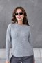 Women's Corded Fabric Crew Neck Lace-Like Knit Sweater 8438Sw - 2