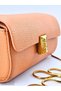 Coral Color Cross Shoulder Bag with Gold Metal Buckle and Chain Strap - 3