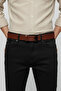 Tan 100% Genuine Leather Men's Belt Black Buckle Thick Tongue Adjustable Domestic Production 2502655 - 7