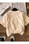 Color Matching Butterfly Printed Women's Beige Cotton T-Shirt - 3