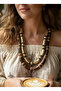 Binary Wood and Gold Bead Equivalent Design Bijouterie Women's Necklace - 3