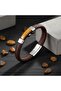 Men's Leather Tiger's Eye Stone Steel Bracelet - 5