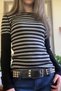 Black and Gray Striped Stitching Detail Black Long Sleeve Bodysuit - 2