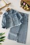 My Little One's Stony Pocket Detailed Girl's Jeans Set - Light Blue