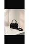 Women's Black Oval Hand and Shoulder Bag - Minimalist Baguette with Gold Detail Adjustable Strap - 2