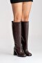 Javen Brown Skin Genuine Leather Women's Thick Heeled Boots - 2