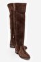 PETYA Brown Suede Genuine Leather Women's Knee-High Boots