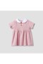 Girls A-line Dress with Smock Detail - Cotton - Short Sleeves - Peter Pan Collar