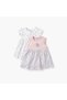 Floral Print A-line Dress with Round Neck - Set of 2