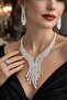 Silver Color Stone Detailed 4-Piece Evening Dress/Wedding Set - 2