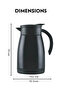 1000ml Stainless Steel Vacuum Flask - Insulated Coffee Carafe & Tea Thermal Pot - Black BB2140 - 2