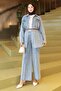 Pocketed Stone Detailed Denim Suit Ice Blue 19307 - 3
