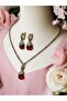 Zircon Stone Cat's Eye Necklace and Earring Set - 3
