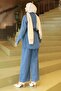 Pocketed Stone Detailed Denim Suit Light Blue 19307 - 4