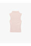 Modal Mixed Slim Fit Sleeveless Mock Neck Blouse - 3