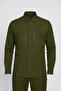 Khaki Color Long Sleeve Tactical Shirt |   Zippered Pocket, Chain Detail - 2