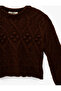 Crew Neck Long Sleeve Knit Textured Knitwear Crop Sweater - 5