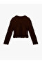 Crew Neck Long Sleeve Knit Textured Knitwear Crop Sweater - 4