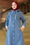 Hooded Ribbed Denim Ferace Light Blue 19280 - 2
