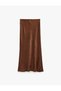 Fish Cut Slim Fit Midi Length Textured Satin Skirt - 3