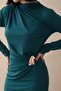 Ruched Side Brooch Emerald Green Sandy Dress - 2