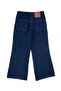 100% Cotton Wide Leg Navy Blue Girls' Denim Pants - 4