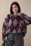 Baklava Pattern Burgundy Knitwear Sweater