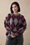 Baklava Pattern Burgundy Knitwear Sweater - 3