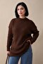 Embossed Striped Pattern Bitter Brown Knitwear Tunic