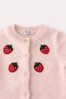 Girl's Powder Strawberry Embroidered Buttoned Knitted Cardigan - 3