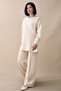 Slit Beige Modal Set with Tie - 4