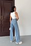 High Waist Blue Straight Fit Women's Jeans - 3