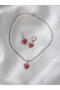 Royal Heart Choker Necklace and Earring Set - Silver Color - 2
