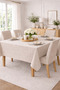 Checked Satin Tablecloth Stone Color with Napkins 100% Cotton |   Napkin 40X40 cm (4 Pieces) - 4