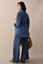 Blue Denim Suit with Belted Epaulettes - 3