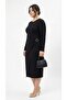 Women's Plus Size Long Sleeve Front Buckled Double Jersey Fabric Dress 5430-26 - 3