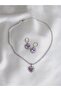 Royal Heart Choker Necklace and Earring Set - Silver Color - 2