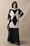 Baklava Pattern Knitwear Black Tunic - 5