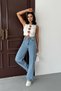 High Waist Blue Straight Fit Women's Jeans - 5