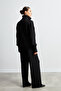 Women's Black Double Zipper Detailed Knitwear Set - 6