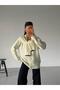 Women's Soft Textured Hair Braid Detailed Buttoned Extra Sleeve Detail Loose Fit Cardigan - 2561 - 2