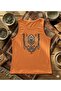 Ethnic Pattern B Printed Women's Off-The-Shoulder Orange T-Shirt - 2